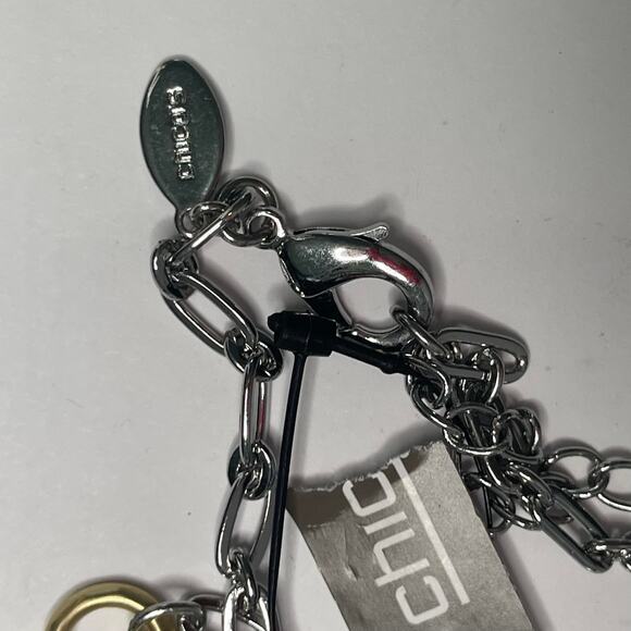 Chico's long pendant necklace mixed metals silver tone signed costume jewelry - Picture 6 of 13